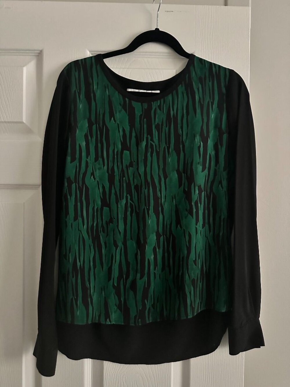 Diane von Furstenberg Black & Green Silk Blouse